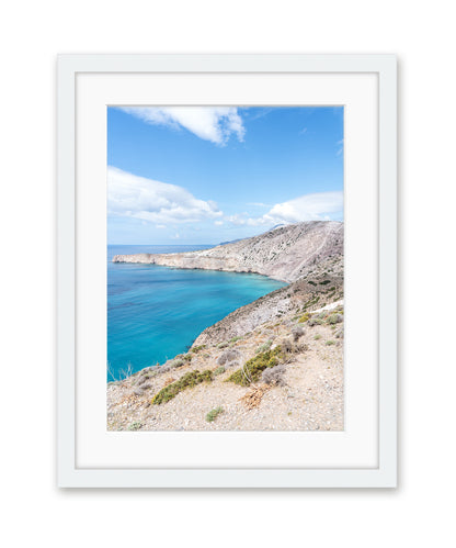 Blue and White Aegean Sea Landscape in Milos, Greece