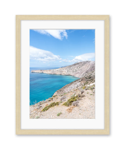 Blue and White Aegean Sea Landscape in Milos, Greece