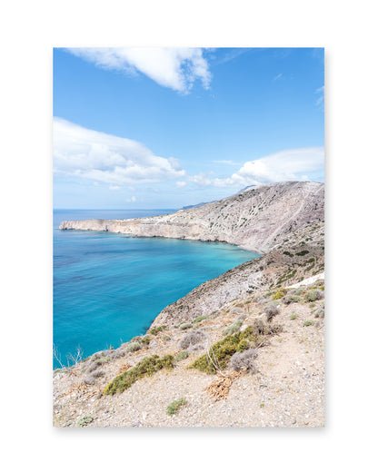 Blue and White Aegean Sea Landscape in Milos, Greece