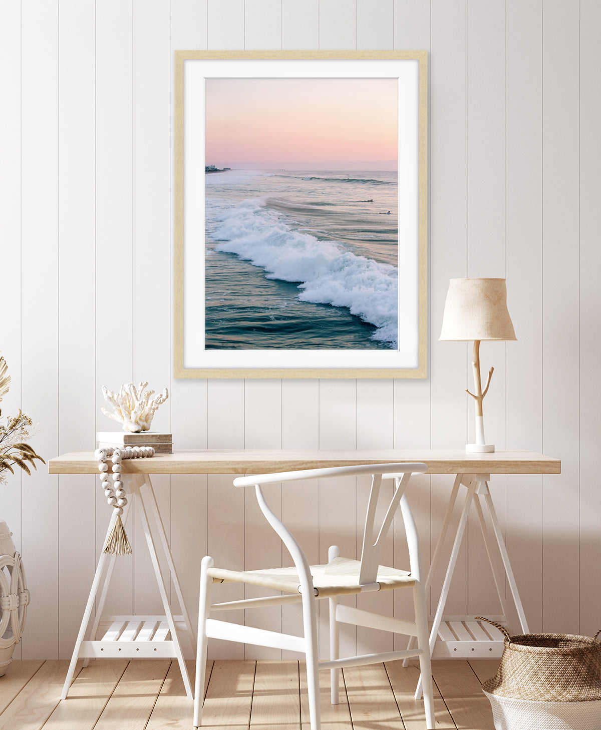 coastal decor pink sunrise beach pring