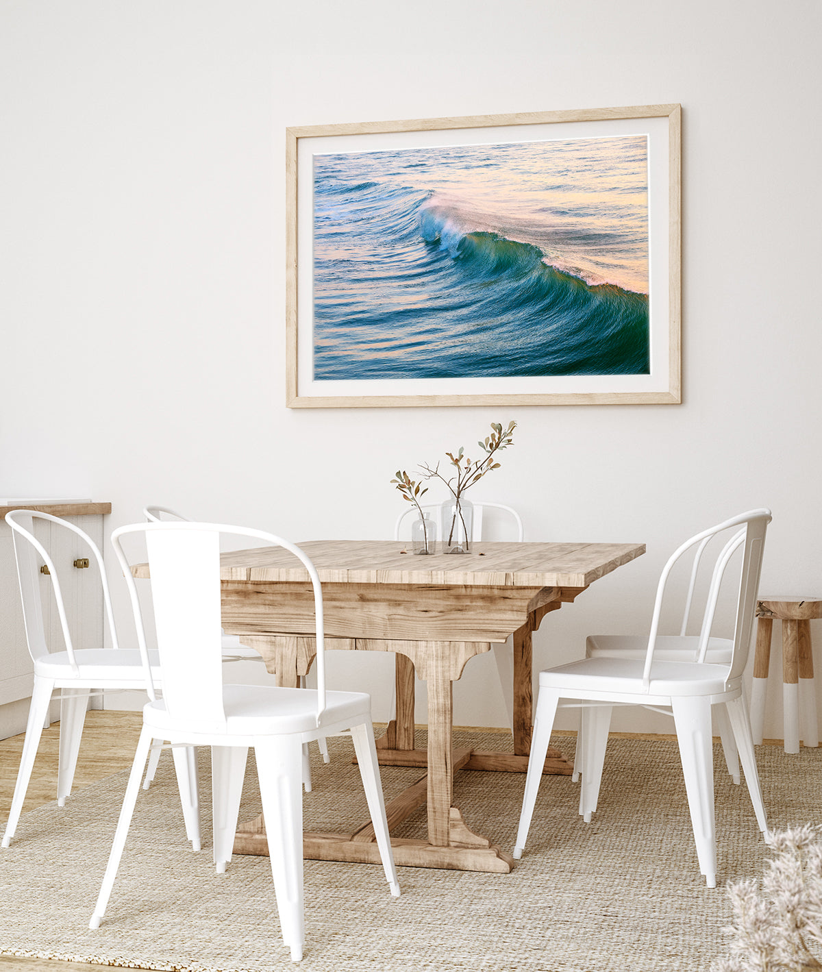 coastal decor minimal blue wave photograph