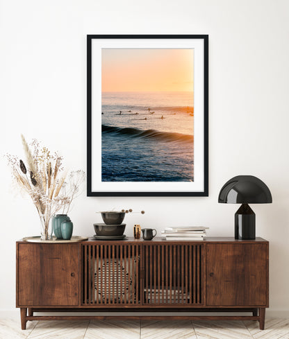 modern decor featuring golden surfer photograph