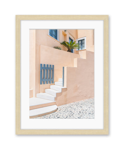 Pastel Minimal Art Print | Santorini, Greece