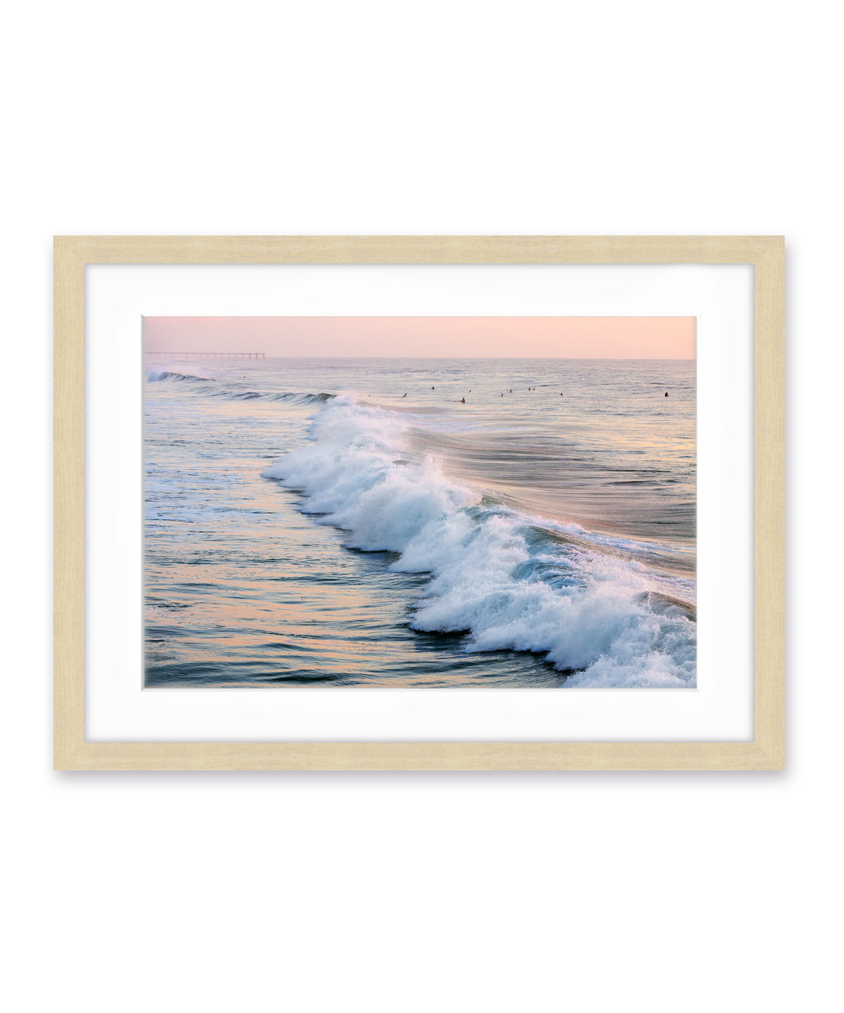 pink and blue ocean prink wood frame