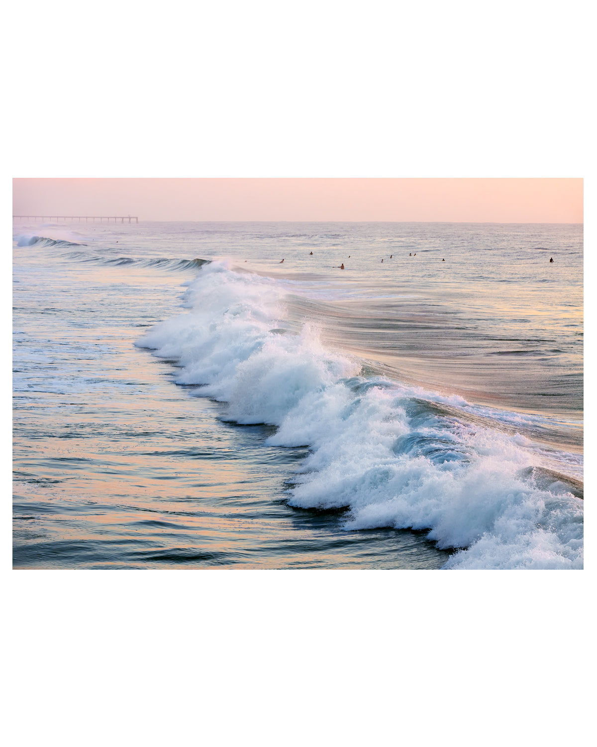 pink sunrise beach waves photograph