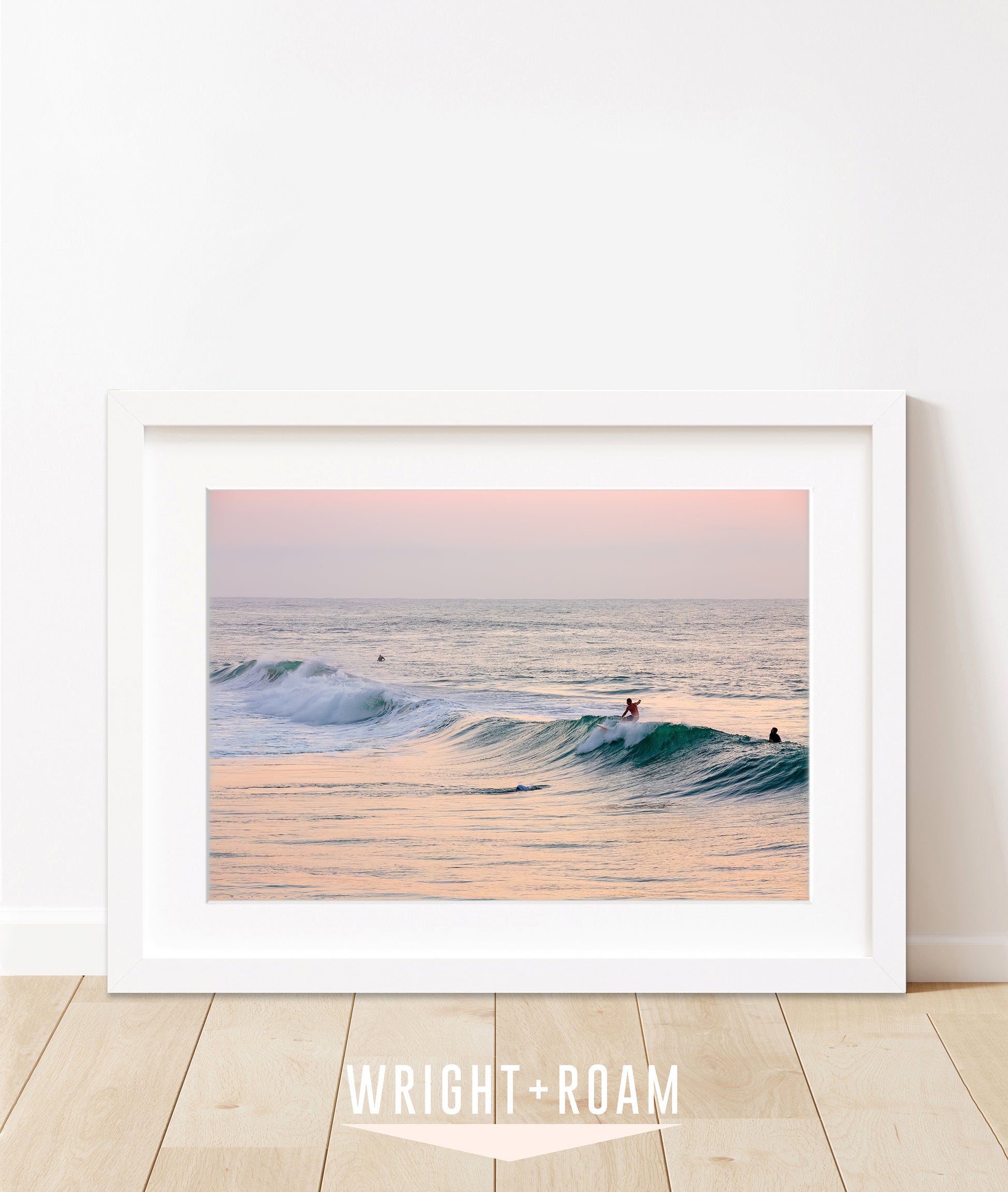 pink sunrise ocean surf print