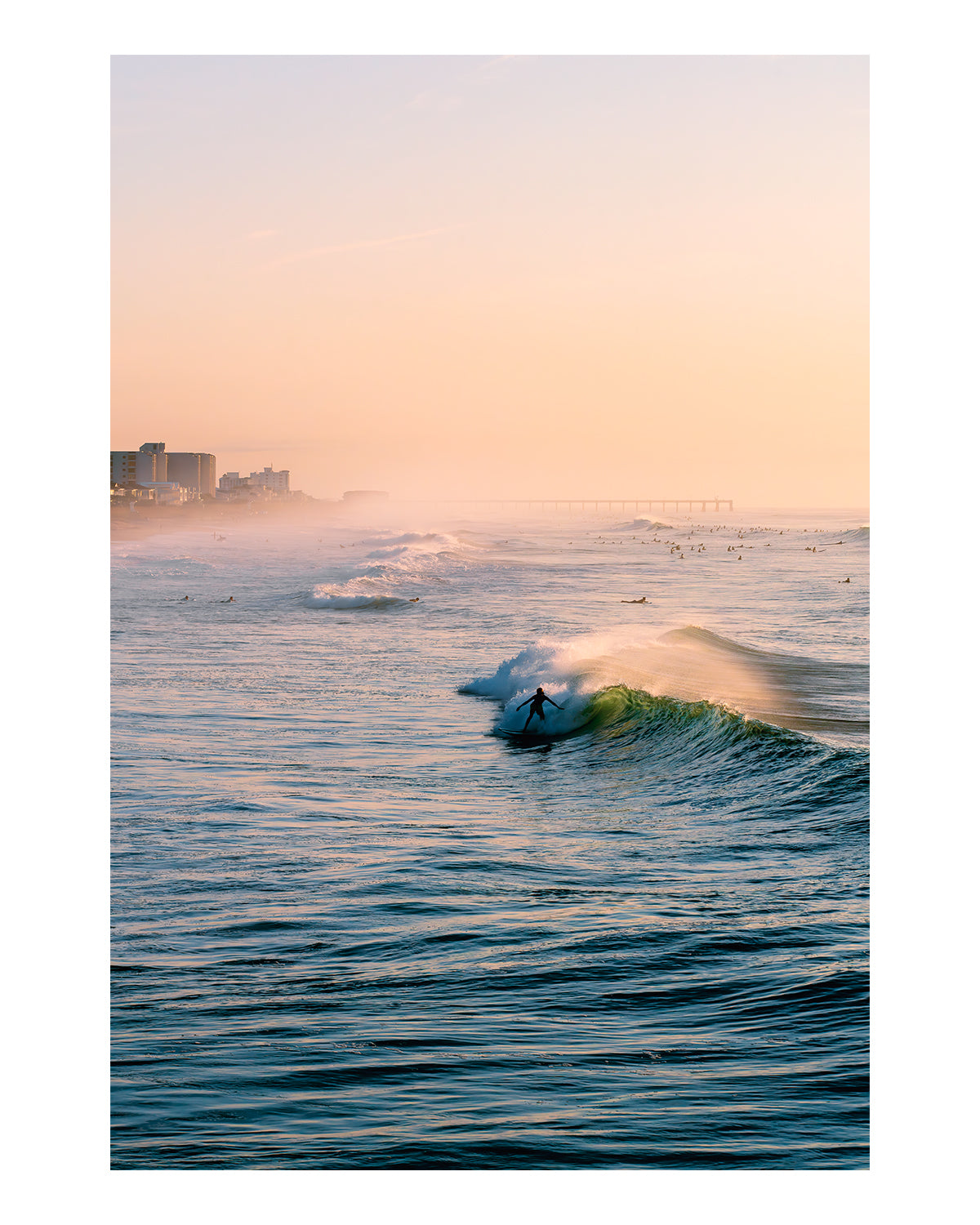 Wrightsville beach golden sunrise surf print