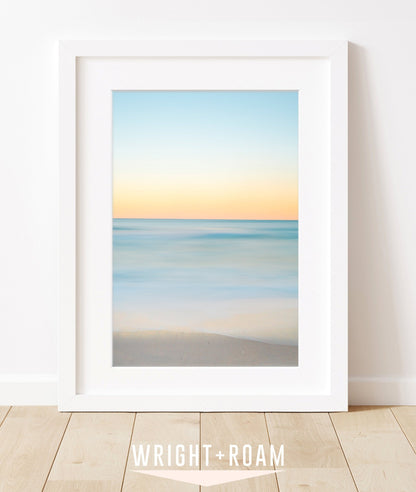 blue yellow abstract minimal print beach sunset