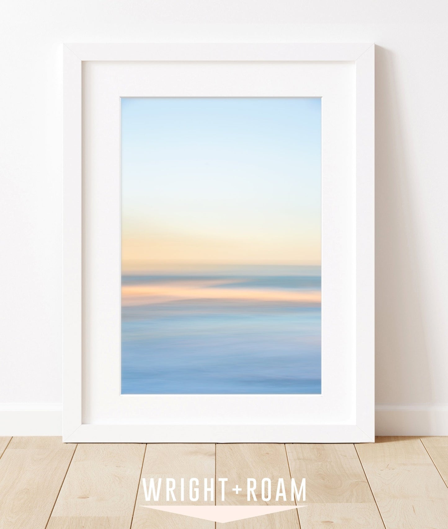 pastel blue, yellow abstract minimal print, beach photograph, wright and roam