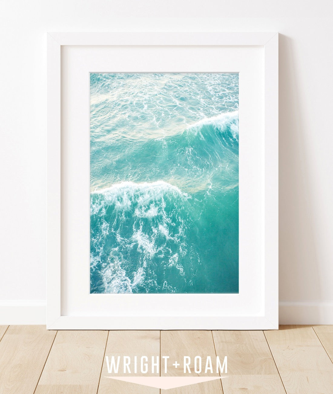 aqua blue aerial photograph ocean waves, wright and roam