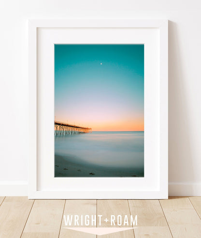 teal sunset beach photograph, wright and roam