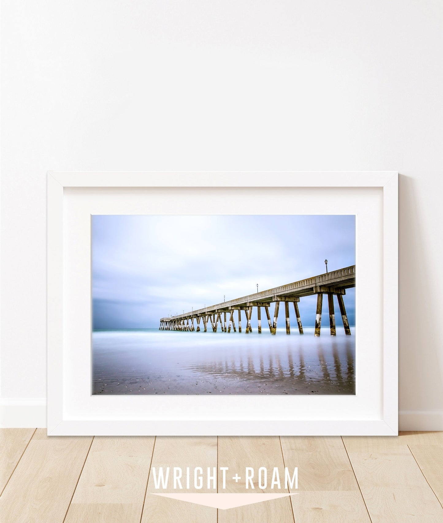 vibrant blue Johnny Mercer Pier Wrightsville beach photograph, Wright and Roam