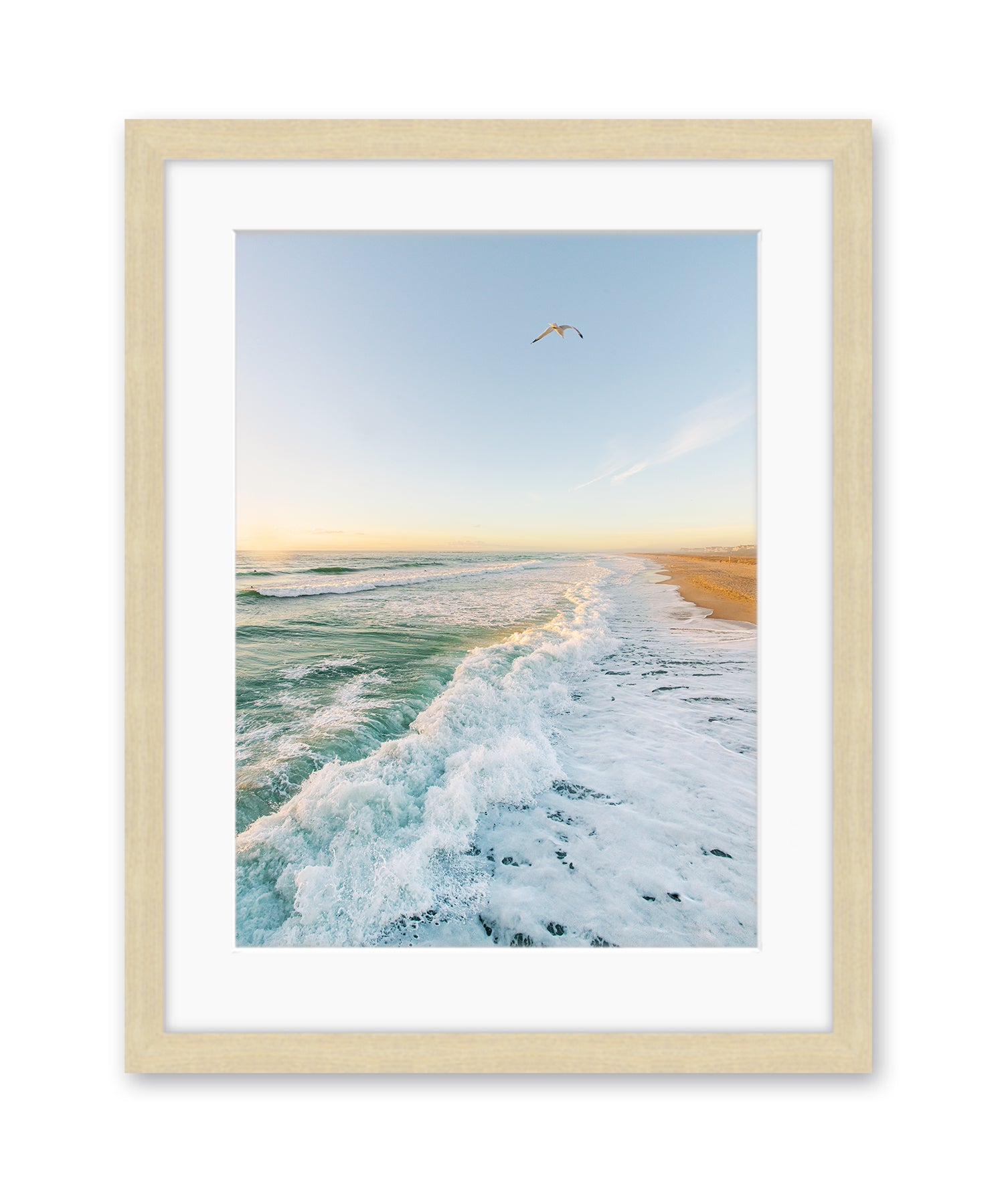 blue wrightsville beach photograph with wood frame