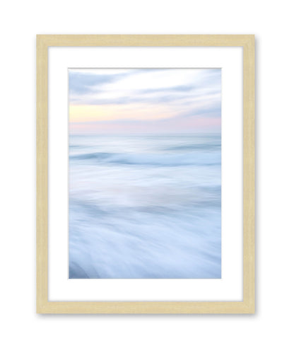 Blue Minimal Abstract Waves Beach Photograph Natural Wood frame by Wright and Roam