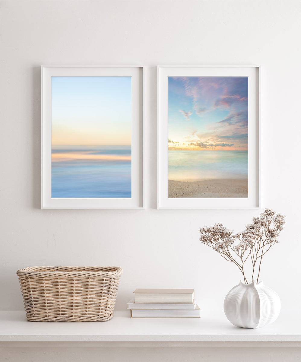 bright coastal decor, set of 2 abstract beach prints