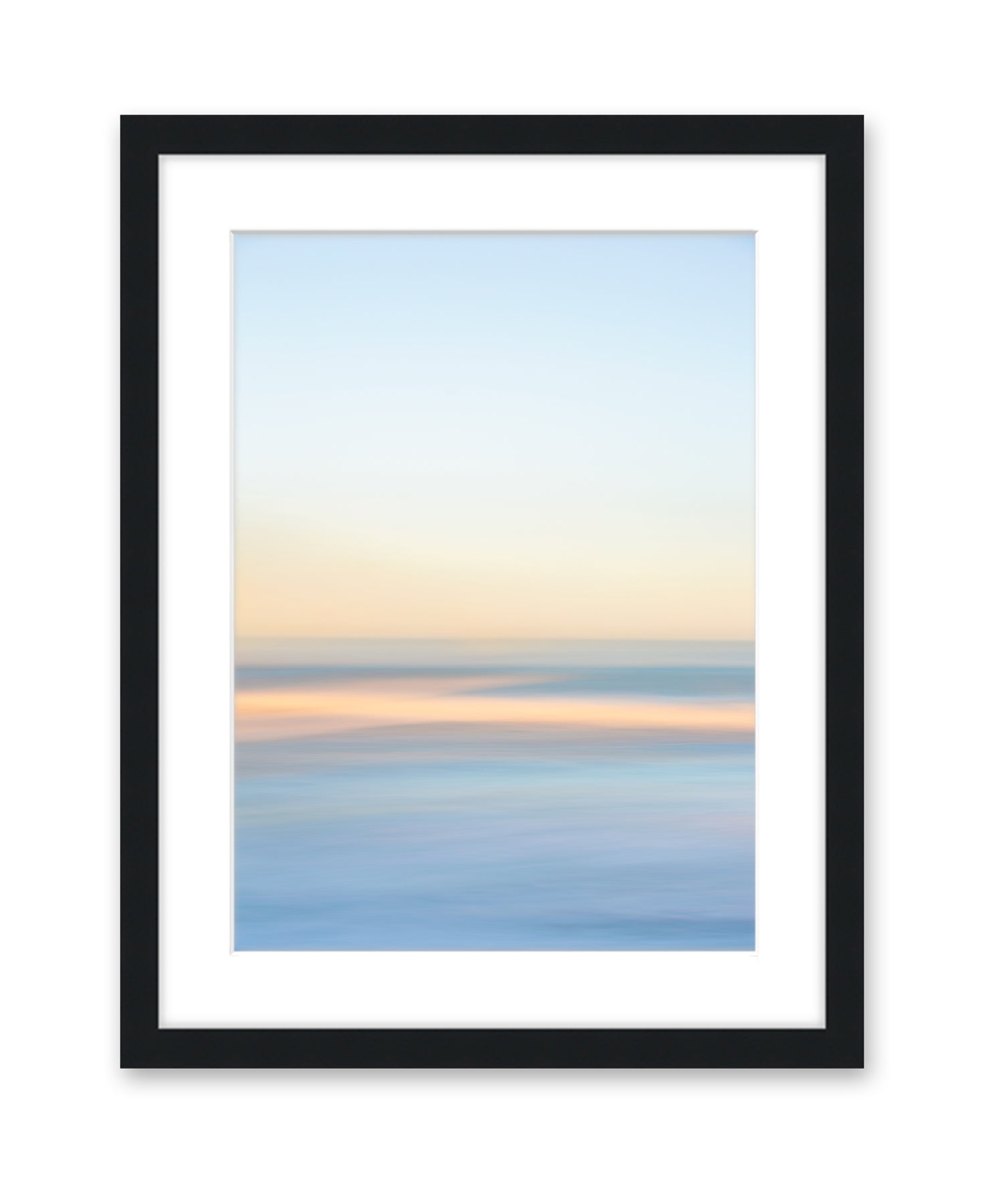 Abstract Minimal Print, Blue Yellow Beach Photograph, Black Wood Frame, Wright and Roam