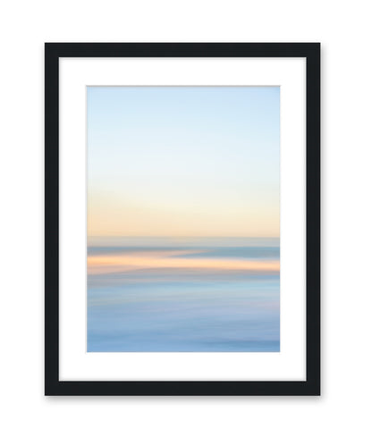 Abstract Minimal Print, Blue Yellow Beach Photograph, Black Wood Frame, Wright and Roam