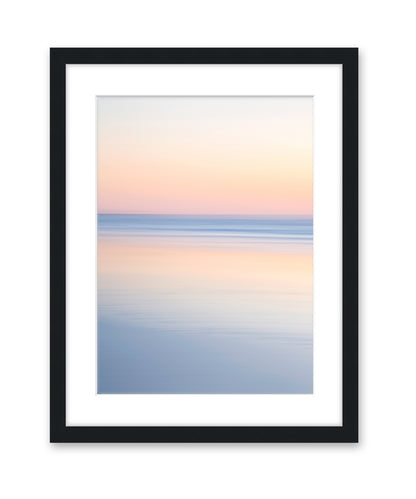 abstract minimal print, sunrise beach photograph, black frame by Wright and Roam