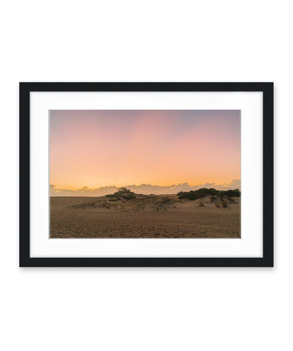 outer banks, jockeys ridge sunset dunes photograph by wright and roam, black frame