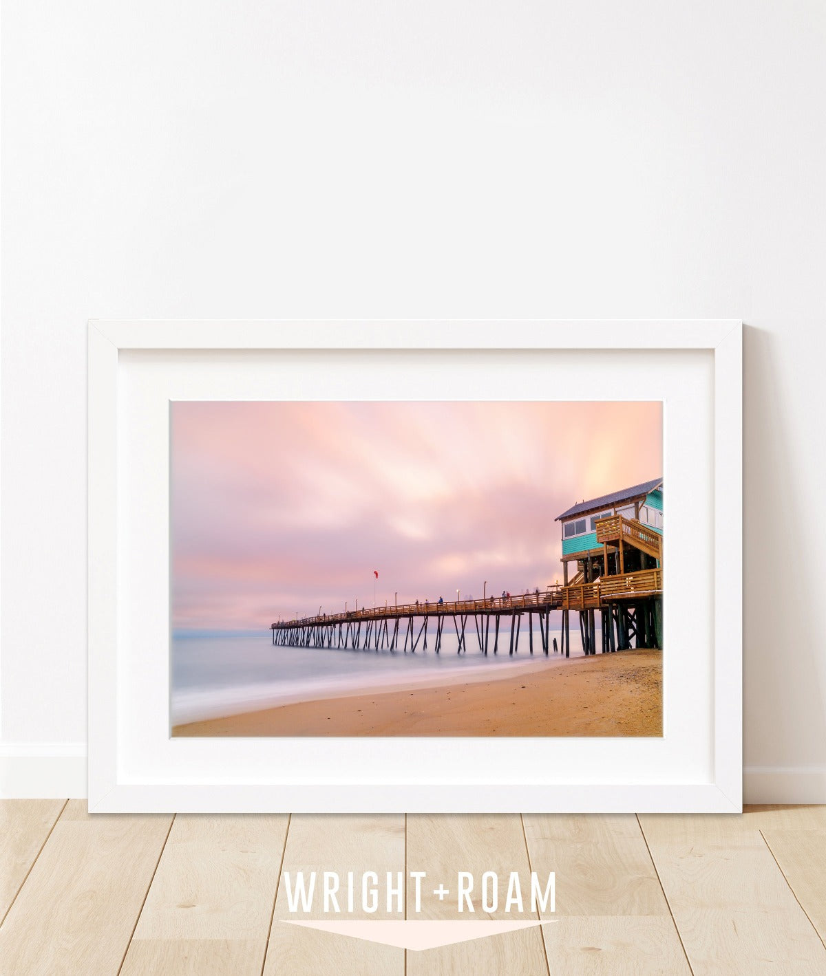 outer banks, avalon pier north carolina, sunrise pier beach photograph, wright and roam