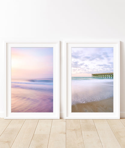 pastel pink and purple sunrise beach photographs, Wright and Roam