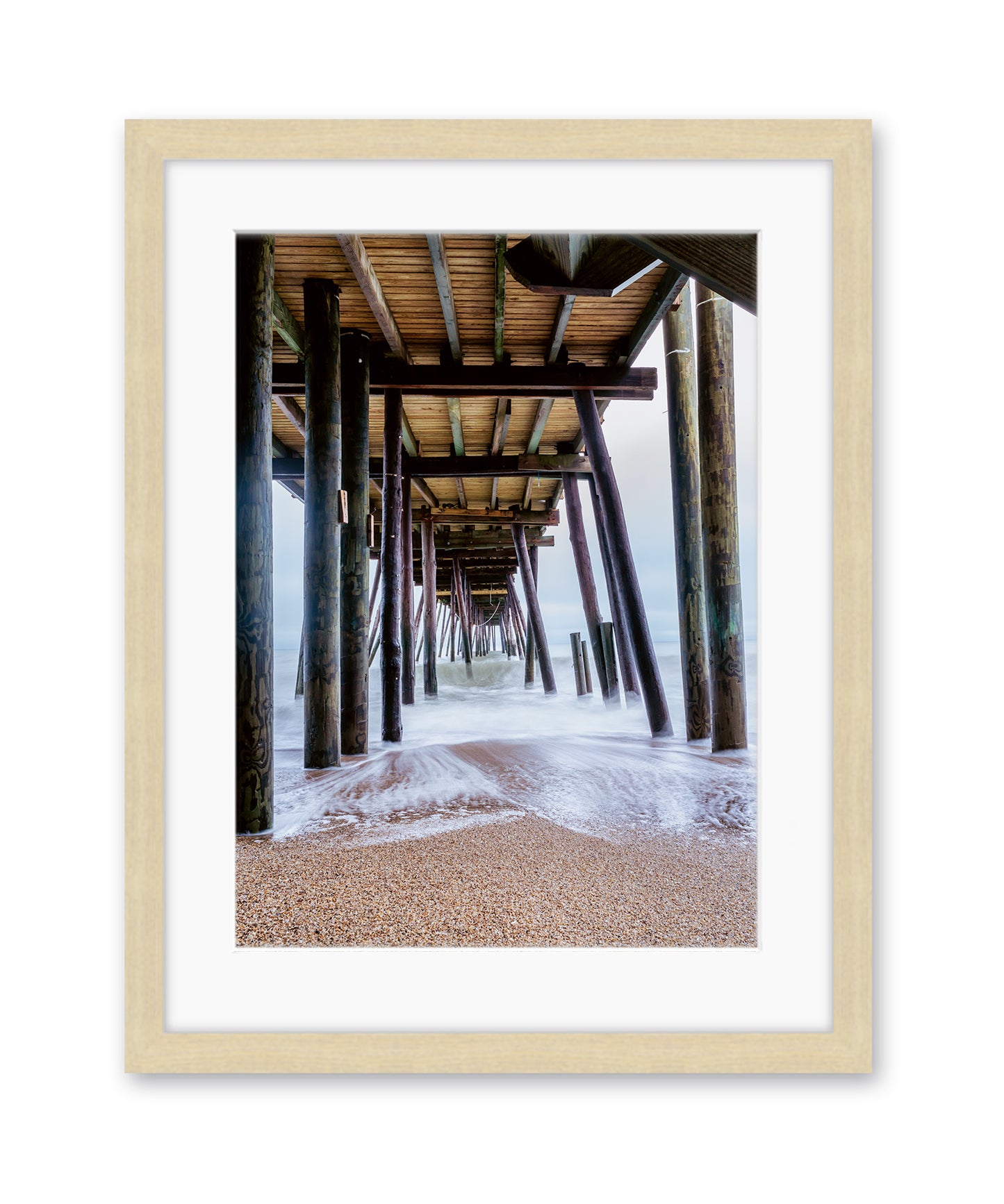 outer banks, avalon pier photograph art print by Wright and Roam, wood frame