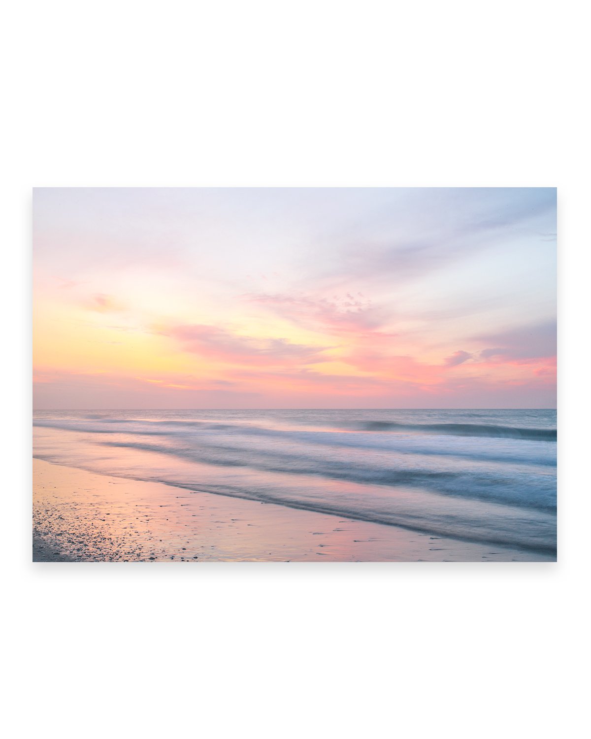 abstract pastel sunrise beach photograph by Wright and Roam