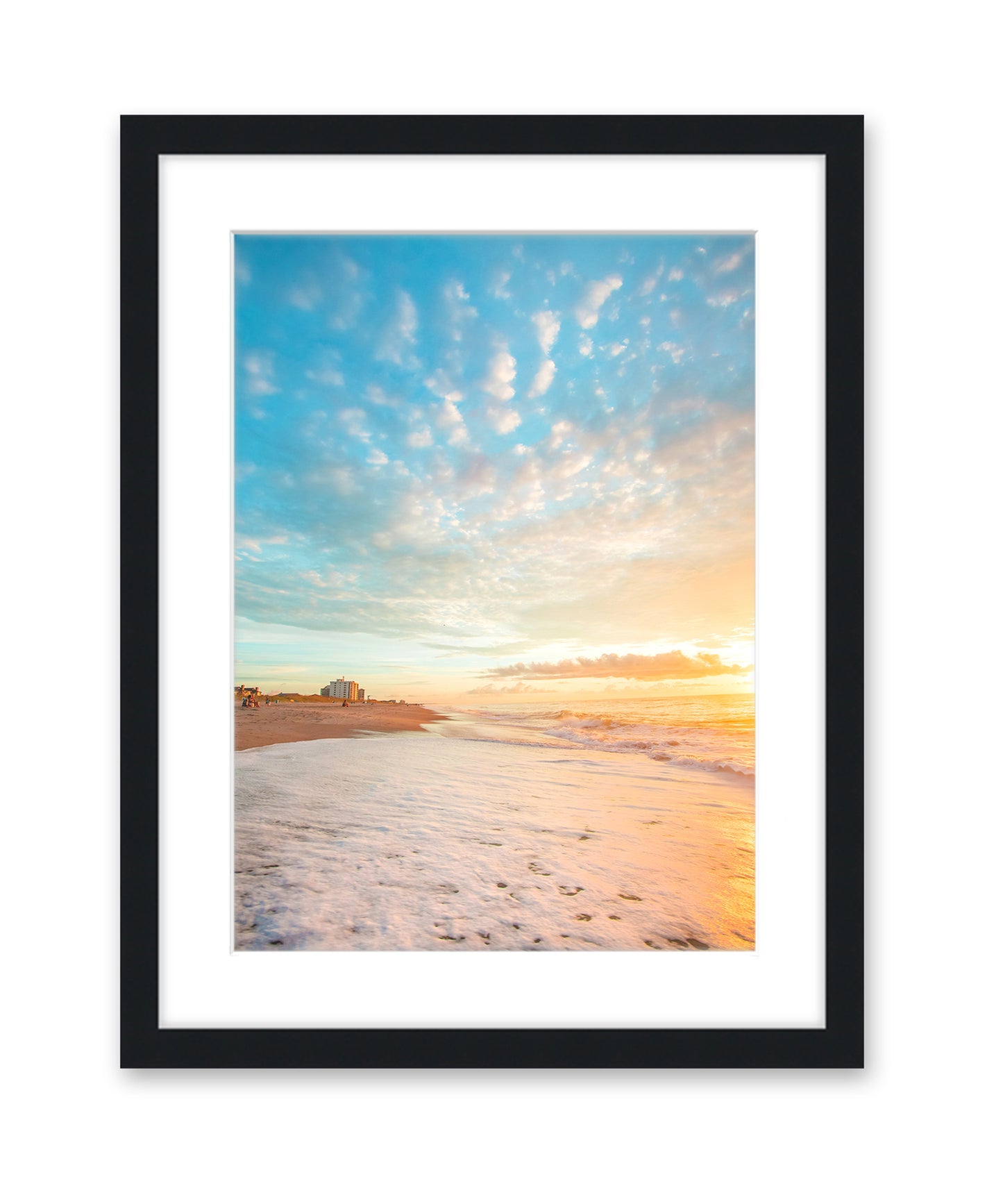 Sunrise Beach Print Black Wood Frame by Wright and Roam