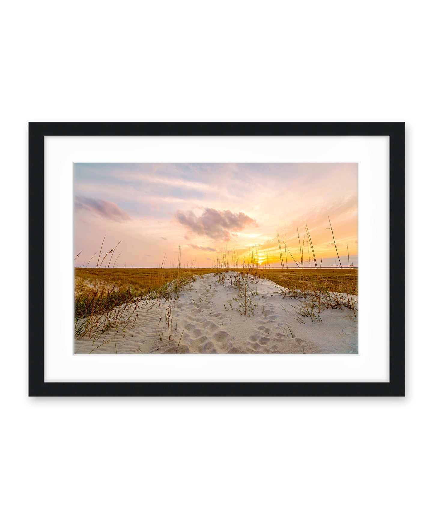 sand dunes sunset north carolina black frame