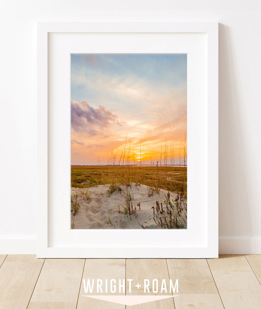 warm sunset sand dunes north carolina photograph