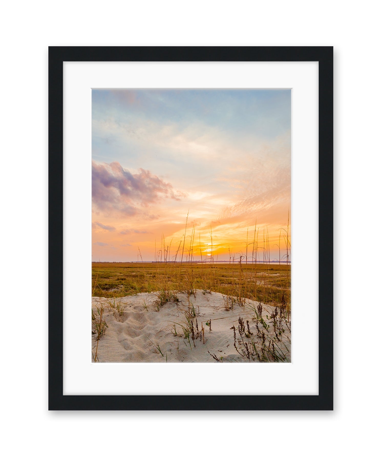 sunset sand dunes north carolina black frame