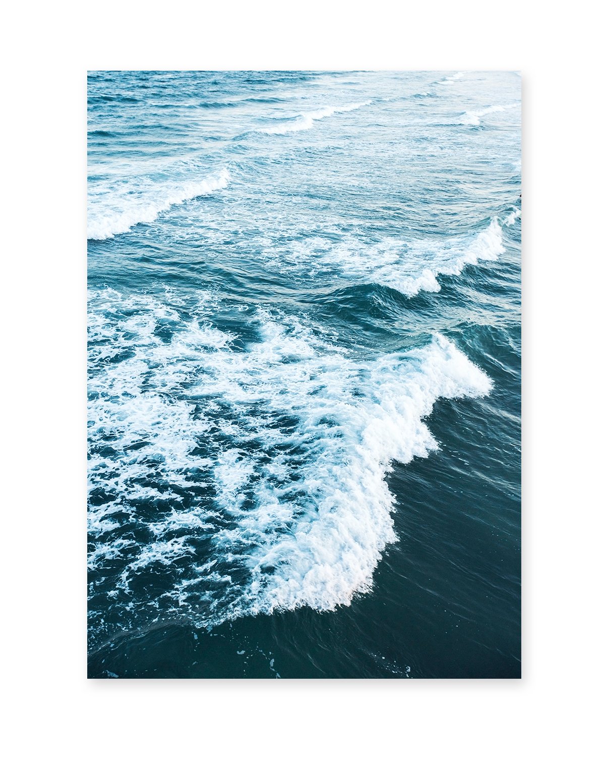 aerial photograph indigo blue ocean waves print by Wright and Roam