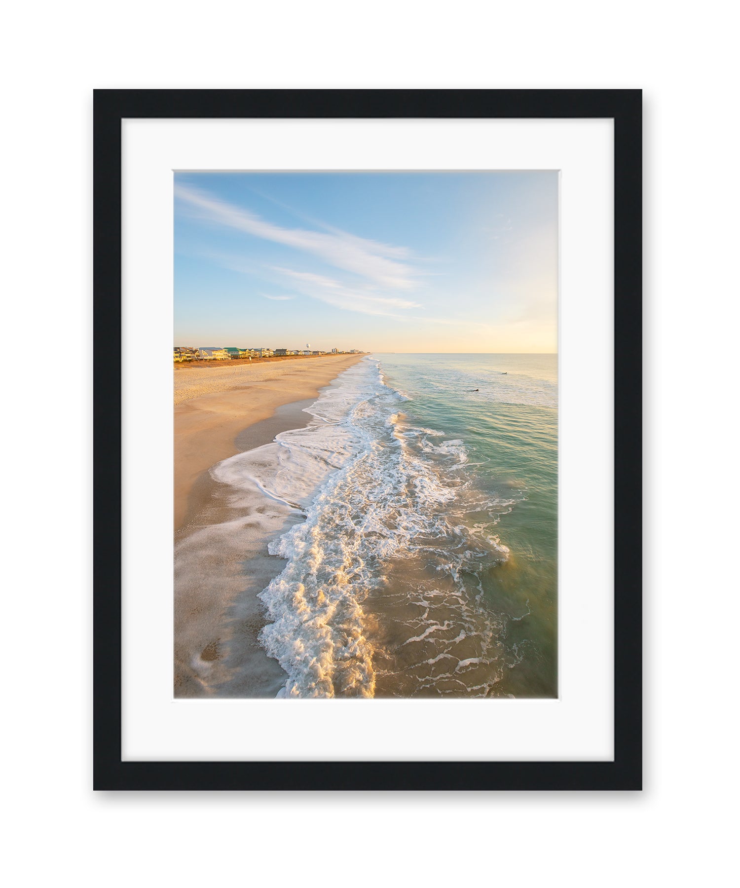 aerial wrightsville beach photograph, black frame