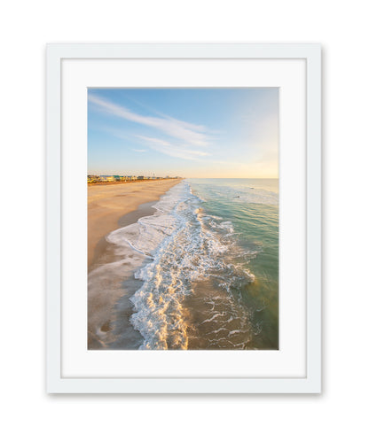 aerial wrightsville beach photograph, white frame