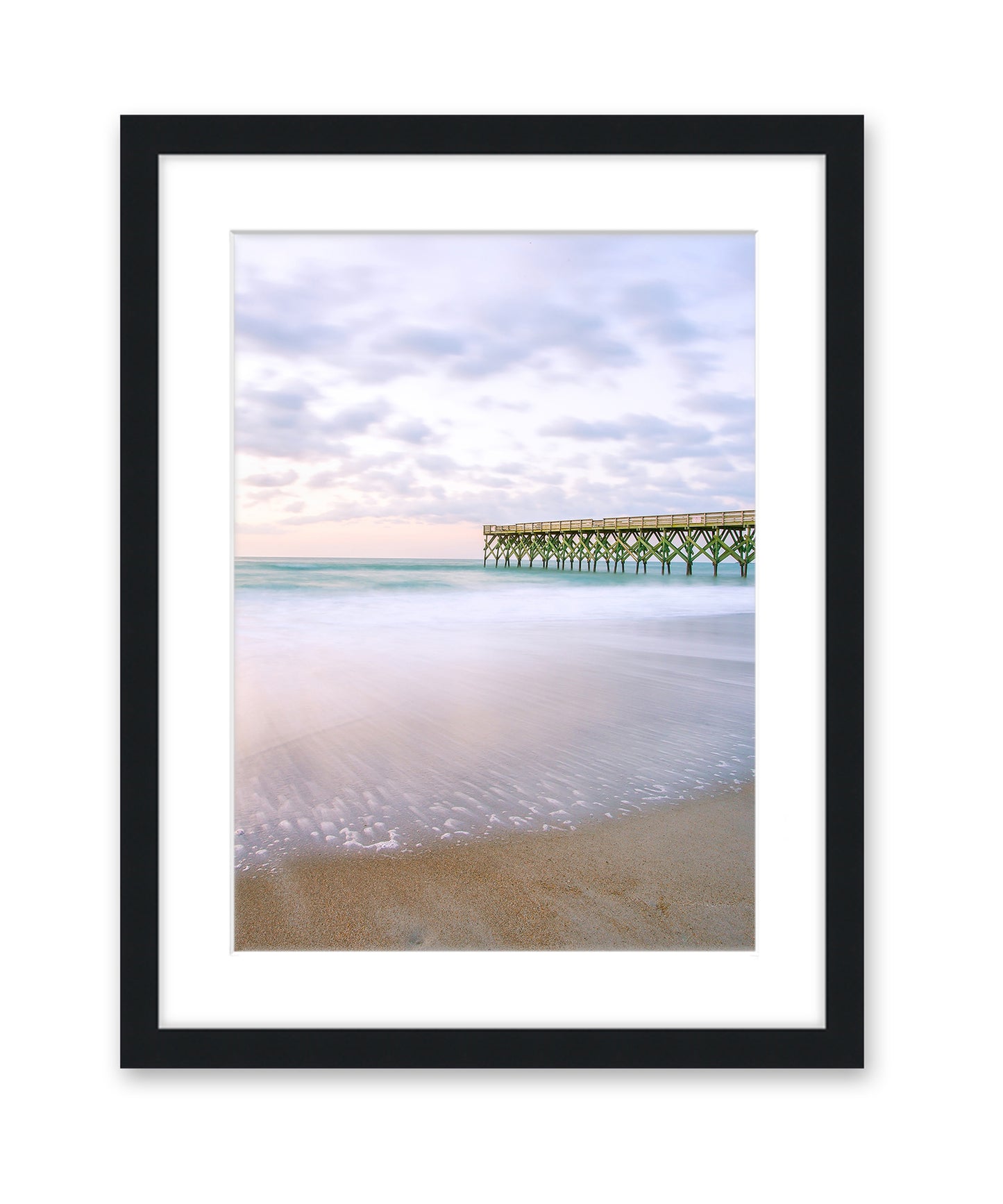 Light Purple Sunset Beach Print, Black Frame, by Wright and Roam